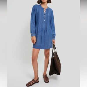 Faherty Dark Rain Wash The Tried and True Long Sleeve Isha Dress